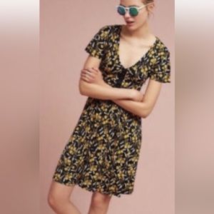 Maeve Black and Yellow Floral Mini Dress